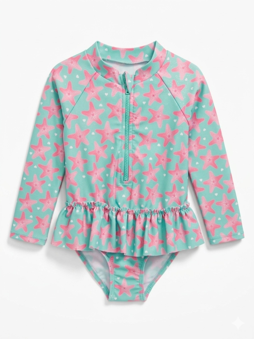 Starfish Neon Pink And Aqua Baby Girl Swim One Piece Size 24 Months